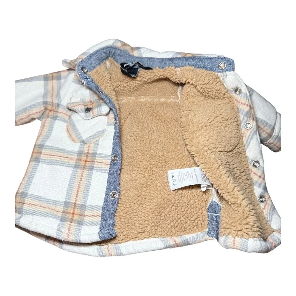 Lumberjack Cabin Core Eddie Bauer Plaid Shacket Joggers Set 0-3M Grey Tan Fleece